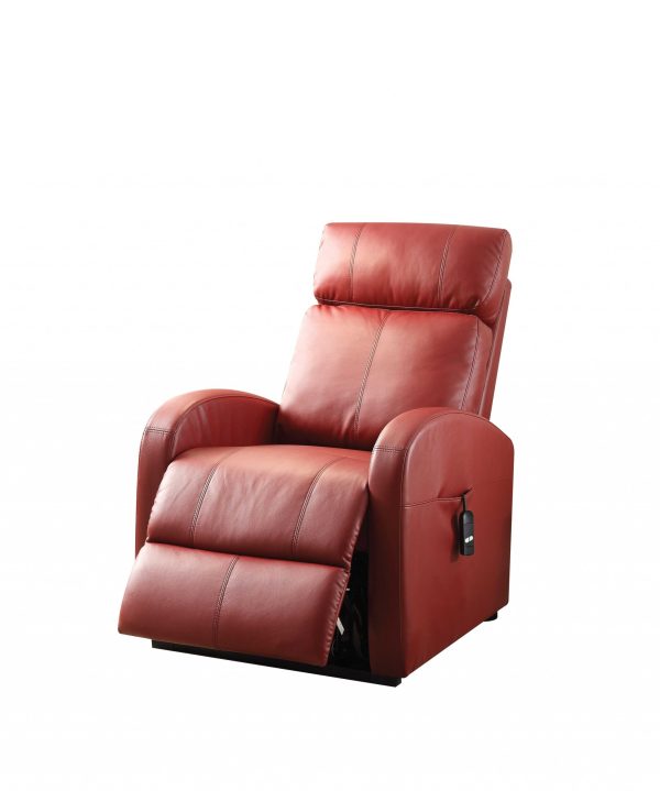 Faux Leather Power Motion Lift Recliner In Red - Image 2