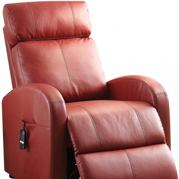 Faux Leather Power Motion Lift Recliner In Red - Image 3