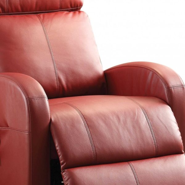 Faux Leather Power Motion Lift Recliner In Red - Image 4