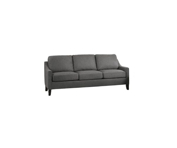 68" Gray Linen Sofa With Black Legs - Image 2