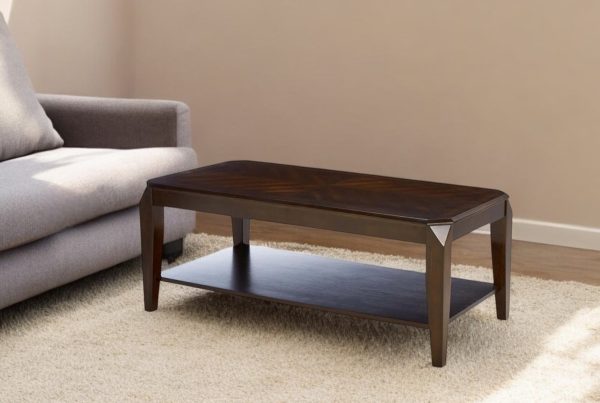 Set of 3 23" Solid Wood Brown Coffee Table With Shelf and End Tables - Image 2