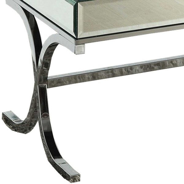 42" X 21" X 19" Mirrored Top And Chrome Coffee Table - Image 4