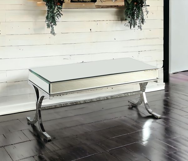 42" X 21" X 19" Mirrored Top And Chrome Coffee Table - Image 2
