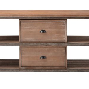 60" Wood Brown Open Shelving TV Stand