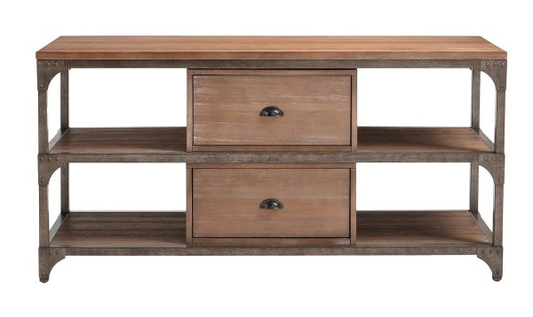 60" Wood Brown Open Shelving TV Stand - Image 4