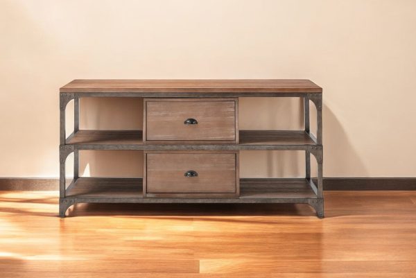 60" Wood Brown Open Shelving TV Stand - Image 2