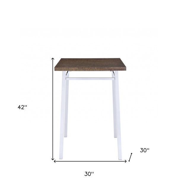 30" Brown And White Square Manufactured Wood Bar Table - Image 4