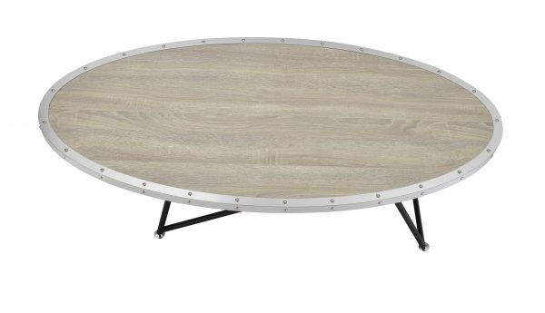 46" Natural And Black Iron Round Coffee Table - Image 3