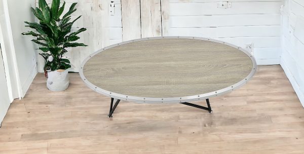 46" Natural And Black Iron Round Coffee Table - Image 2