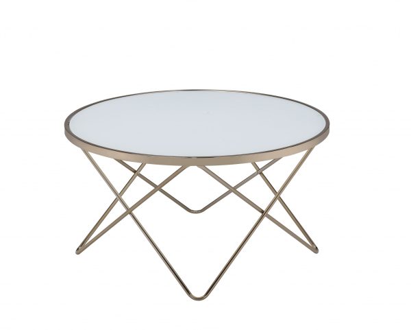 34" X 34" X 18" Frosted Glass Champagne Coffee Table - Image 3