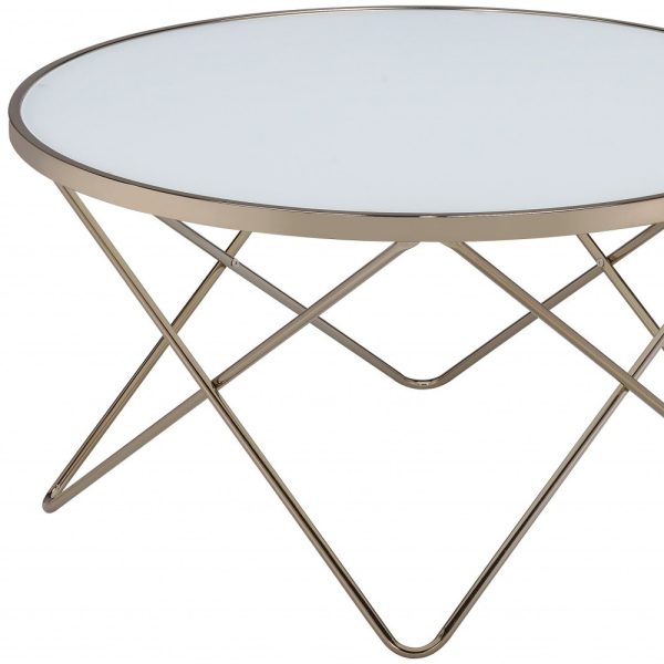 34" X 34" X 18" Frosted Glass Champagne Coffee Table - Image 4