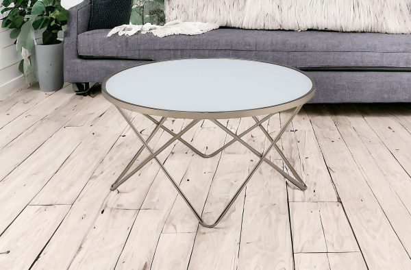 34" X 34" X 18" Frosted Glass Champagne Coffee Table - Image 2