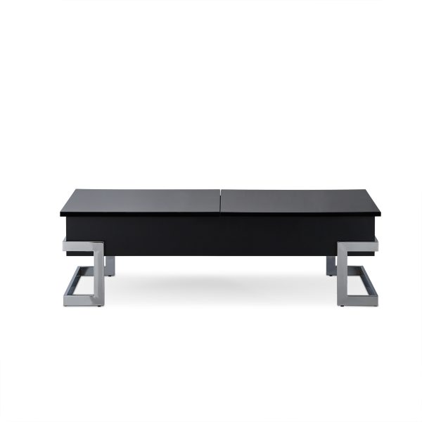 47" Black And Silver Iron Lift Top Coffee Table - Image 3