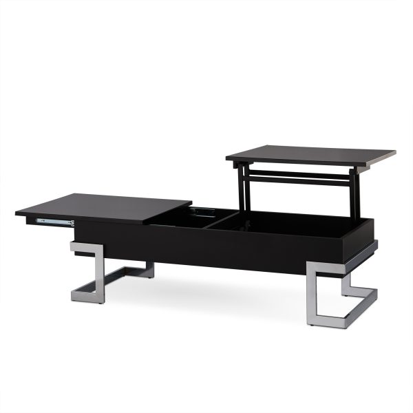 47" Black And Silver Iron Lift Top Coffee Table - Image 4