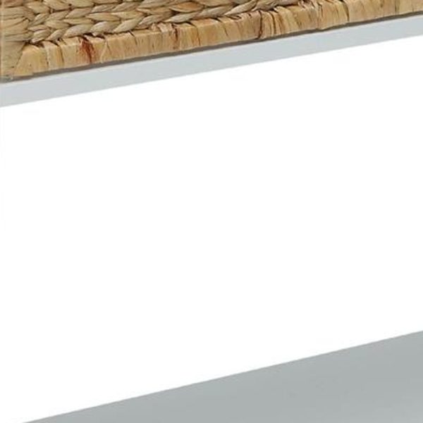 44" White and Natural Solid Wood Console Table With Shelves And Drawers - Image 3