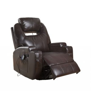 34" Brown Faux Leather Heated Massage Home Theater Recliner