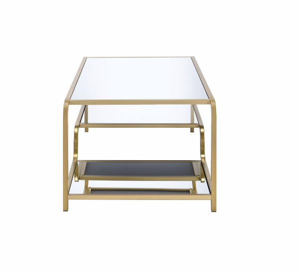 52" X 24" X 18" Gold And Clear Glass Metal Coffee Table - Image 3
