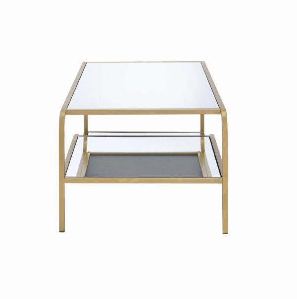 52" X 24" X 18" Gold And Clear Glass Metal Coffee Table - Image 4