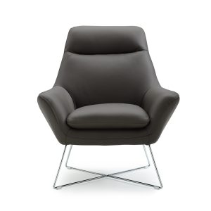 Modern Dark Gray Top Grain Italian Leather Accent Chair