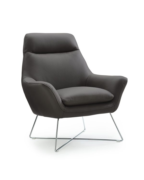 Modern Dark Gray Top Grain Italian Leather Accent Chair - Image 4