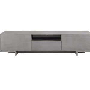 73" Gray Wood Cabinet Enclosed Storage TV Stand