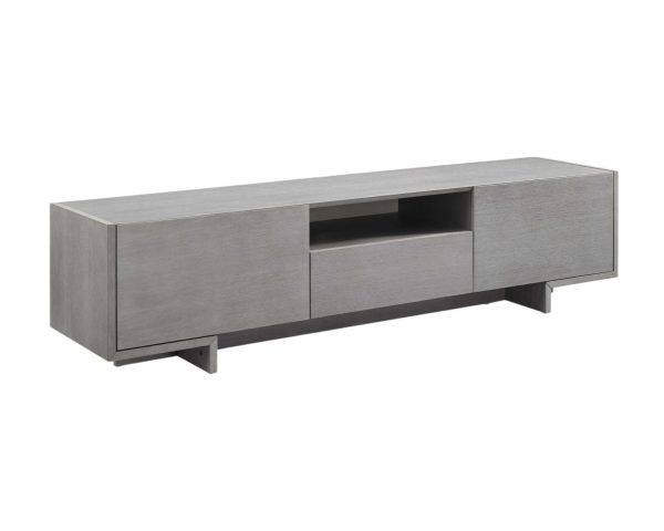 73" Gray Wood Cabinet Enclosed Storage TV Stand - Image 3