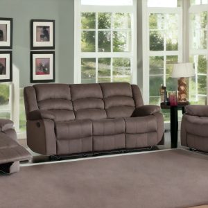 Three Piece Indoor Brown Microsuede Six Person Seating Set