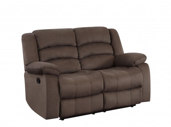 60" Brown Microfiber Manual Reclining Loveseat - Image 3