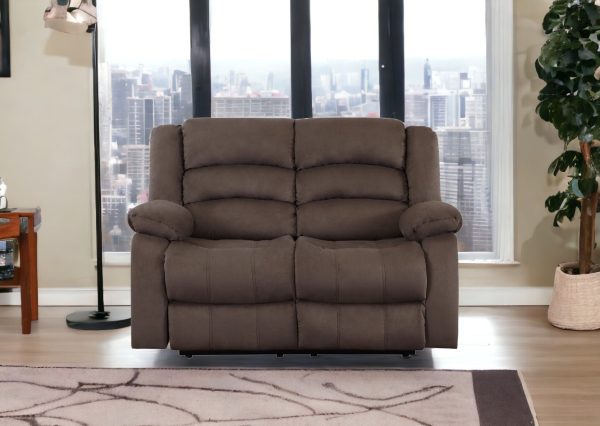 60" Brown Microfiber Manual Reclining Loveseat - Image 2