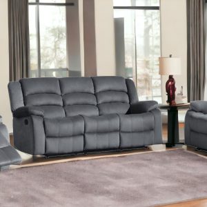 Three Piece Indoor Gray Microsuede Six Person Seating Set