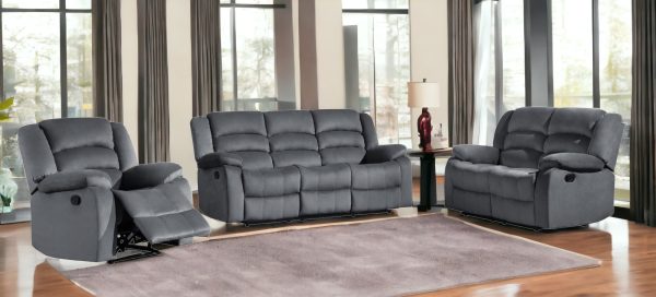 Three Piece Indoor Gray Microsuede Six Person Seating Set