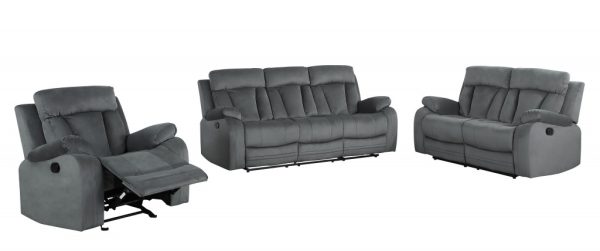 Three Piece Indoor Gray Microsuede Six Person Seating Set - Image 4