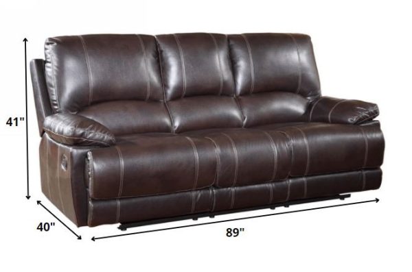 Three Piece Indoor Brown Faux Leather Six Person Seating Set - Image 4