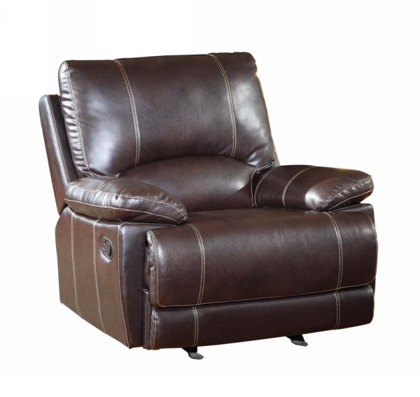 41" Brown Leather Match Recliner - Image 3