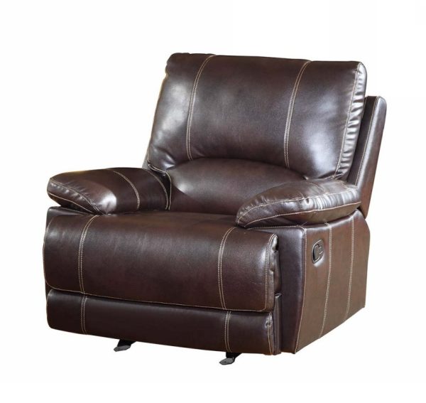 41" Brown Leather Match Recliner - Image 4