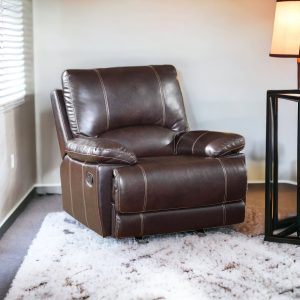 41" Brown Leather Match Recliner