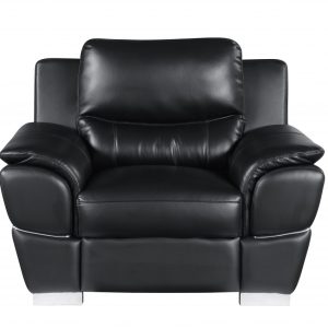 48" Black and Silver Leather Match Arm Chair