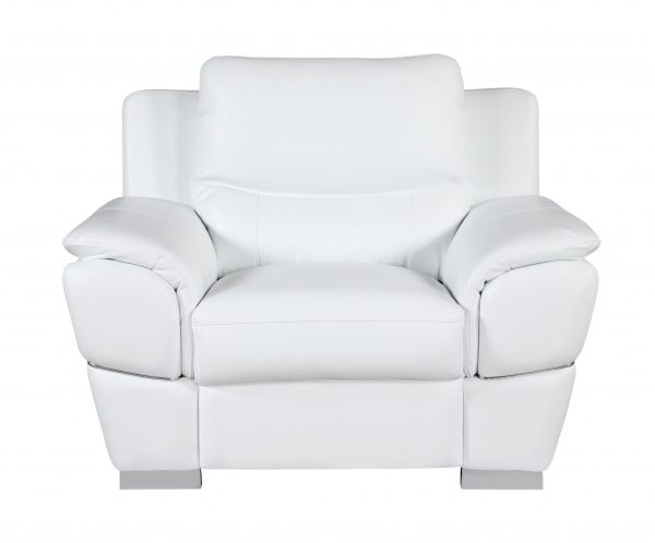 Three Piece Indoor White Genuine Leather Six Person Seating Set - Image 3