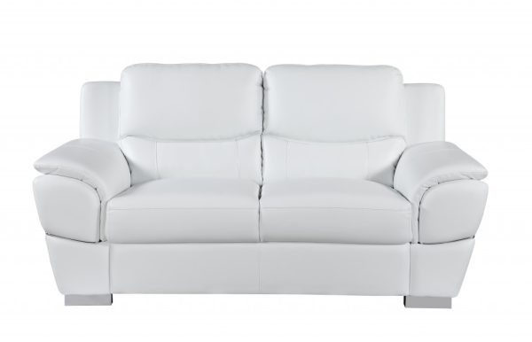 Three Piece Indoor White Genuine Leather Six Person Seating Set - Image 4