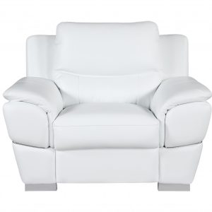 48" White and Silver Leather Match Arm Chair