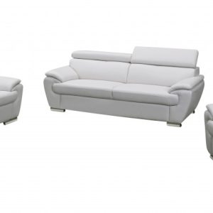 Three Piece Indoor White Genuine Leather Six Person Seating Set