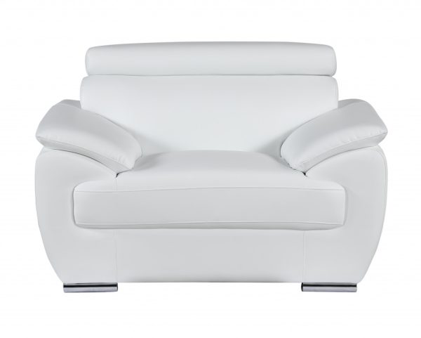 Three Piece Indoor White Genuine Leather Six Person Seating Set - Image 3