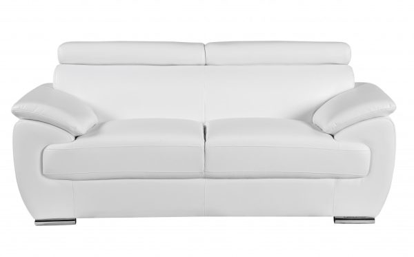 Three Piece Indoor White Genuine Leather Six Person Seating Set - Image 4