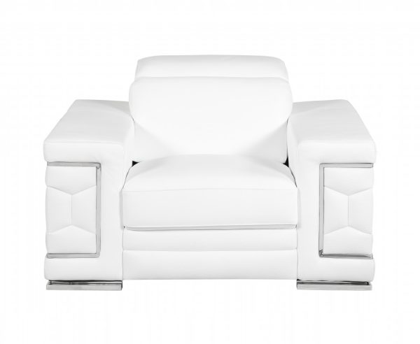 Three Piece Indoor White Italian Leather Six Person Seating Set - Image 3