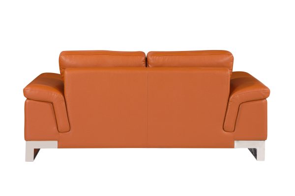 Three Piece Indoor Camel Italian Leather Six Person Seating Set - Image 2
