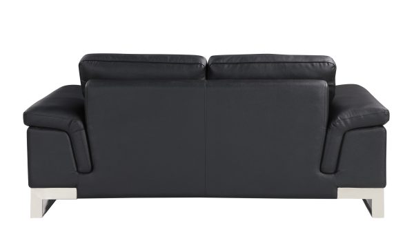 Three Piece Indoor Black Italian Leather Six Person Seating Set - Image 3