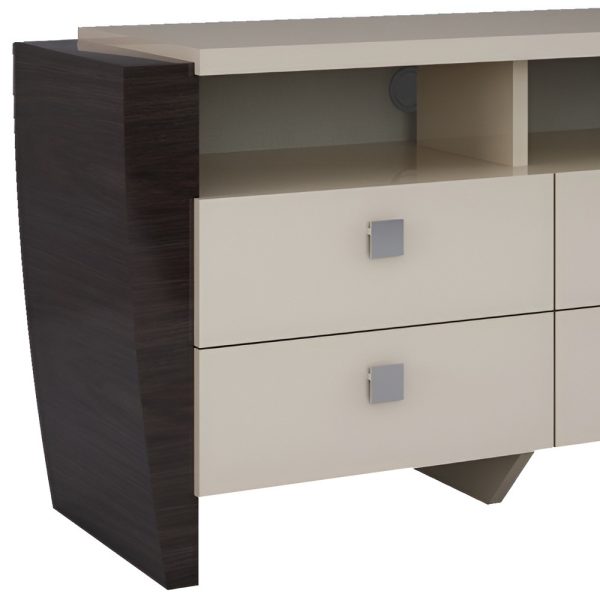 28" Refined Beige High Gloss Tv Entertainment Unit - Image 4