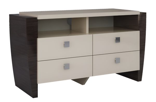 28" Refined Beige High Gloss Tv Entertainment Unit - Image 2