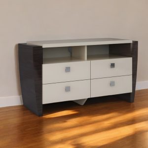 28" Refined Beige High Gloss Tv Entertainment Unit