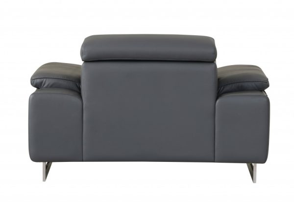 87" Gray And Silver Faux Leather Club Chair - Image 3